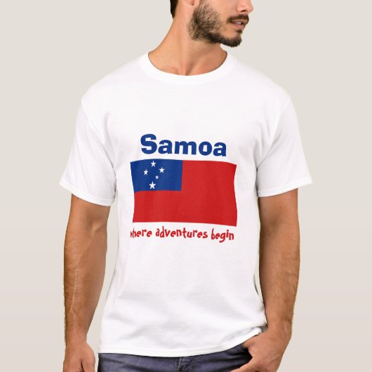 Samoa Vlag + Kaart + Tekst T-shirt (Voorkant)