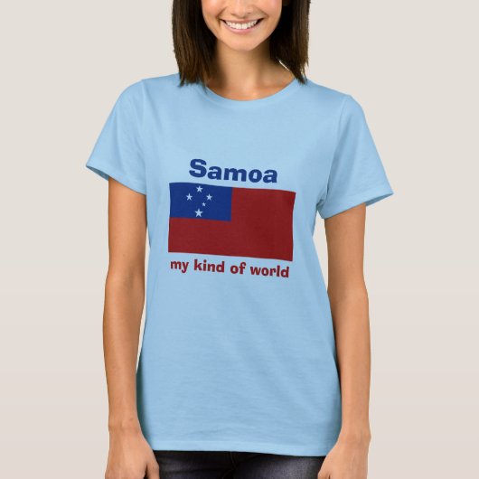 Samoa Vlag + Kaart + Tekst T-shirt (Voorkant)