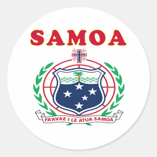 Samoa Wapenschild Design Ronde Sticker (Voorkant)