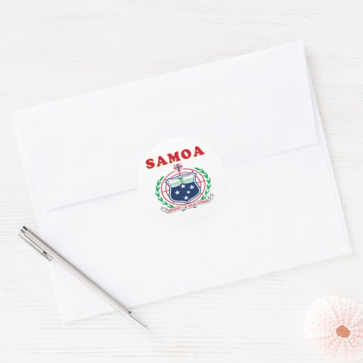 Samoa Wapenschild Design Ronde Sticker (Envelop)