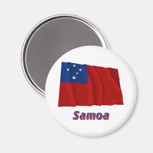 Samoa Zwaaiende Vlag met Naam Magneet (Voorkant / Achterkant)