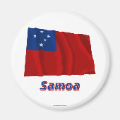 Samoa Zwaaiende Vlag met Naam Magneet (Voorkant)