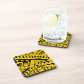 Samoaans tribaal tattoo patroon met hoofdelementen bier onderzetter (Rechterzijde)