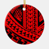 Samoaans tribaal tattoo patroon met hoofdelementen keramisch ornament (Voorkant)