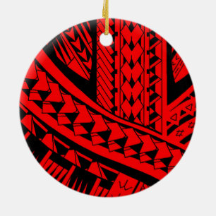 Samoaans tribaal tattoo patroon met hoofdelementen keramisch ornament