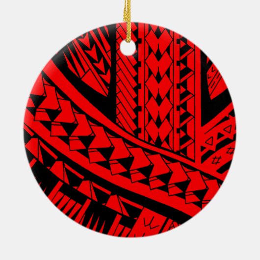 Samoaans tribaal tattoo patroon met hoofdelementen keramisch ornament (Achterkant)