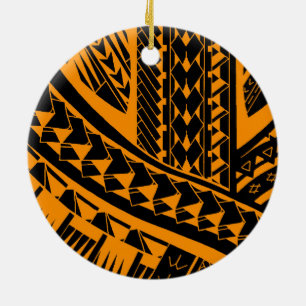 Samoaans tribaal tattoo patroon met hoofdelementen keramisch ornament