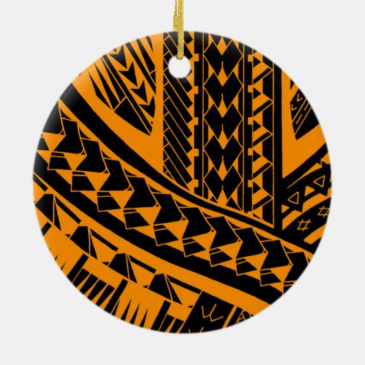 Samoaans tribaal tattoo patroon met hoofdelementen keramisch ornament (Achterkant)