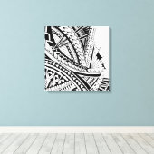 Samoaanse tribal tattoo kunst canvas afdruk (Insitu (Houten vloer))