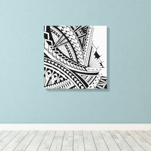 Samoaanse tribal tattoo kunst canvas afdruk (Insitu (Houten vloer))