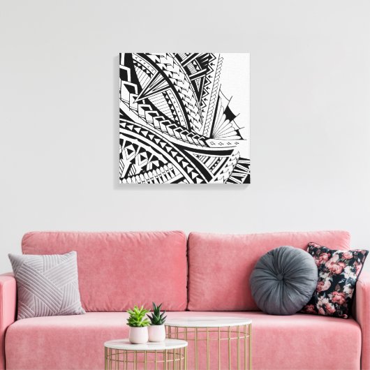 Samoaanse tribal tattoo kunst canvas afdruk (Insitu (Woonkamer))
