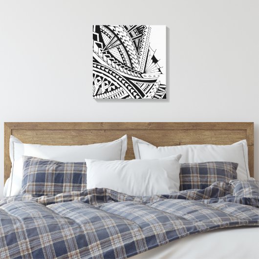 Samoaanse tribal tattoo kunst canvas afdruk (Insitu (Slaapkamer))