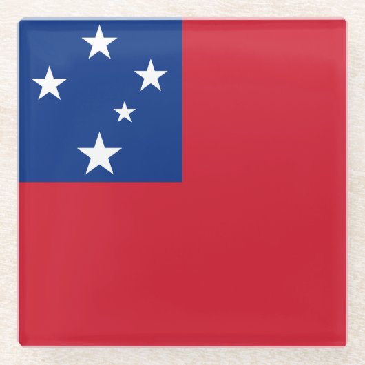 Samoaanse vlag glazen onderzetter (Voorkant)