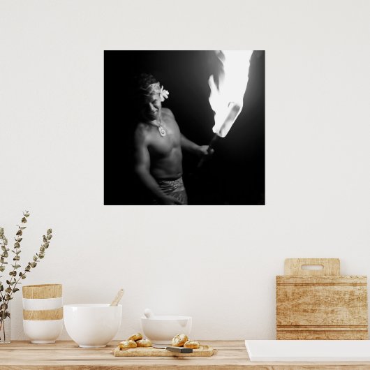 SAMOAN CHIEF MET TORCH POSTER (Keuken)