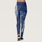 Samoan - Hawaïaans - Polynesiaans Blauw Tribale Af Leggings (Achterkant)