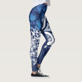 Samoan - Hawaïaans - Polynesiaans Blauw Tribale Af Leggings (Rechts)