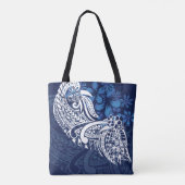 Samoan - Hawaïaans - Polynesiaans Blauw Tribale Af Tote Bag (Achterkant)