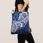 Samoan - Hawaïaans - Polynesiaans Blauw Tribale Af Tote Bag (Dichtbij)