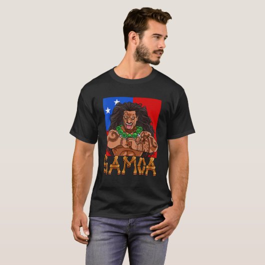 Samoan Pride Polynesiaanse Warrior Samoa Flag T-shirt (Voorkant volledig)