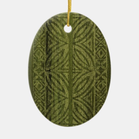 Samoan Tapa Hawaiian Faux Surfboard Keramisch Ornament (Voorkant)