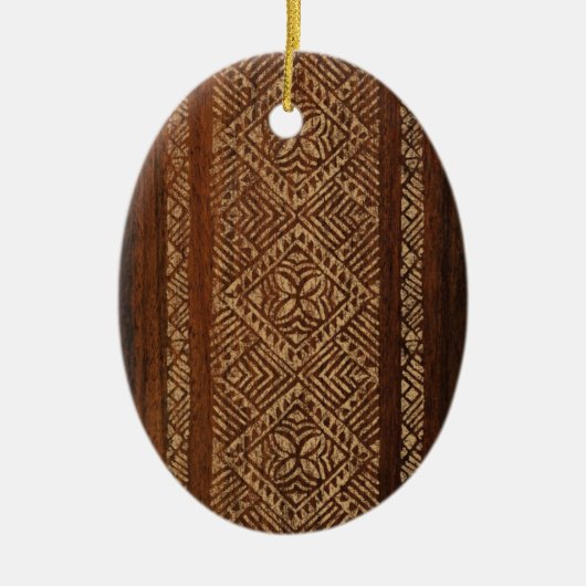 Samoan Tapa Hawaiian Faux Surfboard Keramisch Ornament (Voorkant)