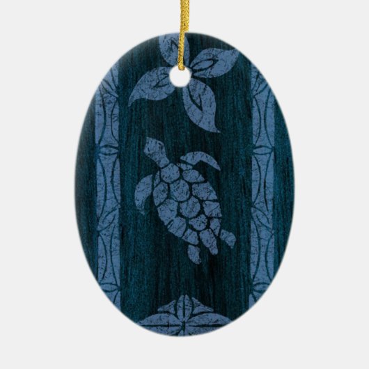 Samoan Tapa Hawaiian Faux Surfboard Keramisch Ornament (Voorkant)