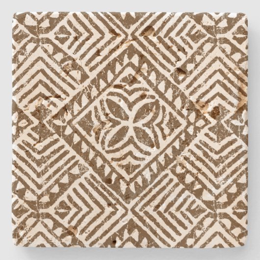 Samoan Tapa Hawaiian Tiki Stone Coaters Stenen Onderzetter (Voorkant)