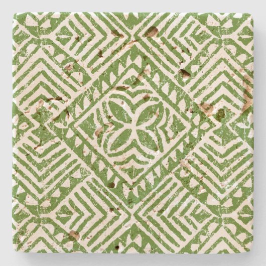 Samoan Tapa Hawaiian Tiki Stone Coaters Stenen Onderzetter (Voorkant)
