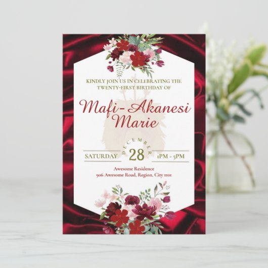 Samoan Tuiga 21e uitnodiging (Staand voorkant)