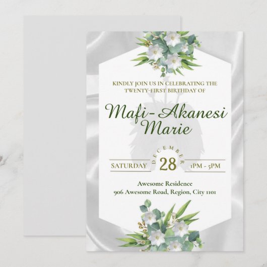 Samoan Tuiga 21e uitnodiging (Voorkant / Achterkant)