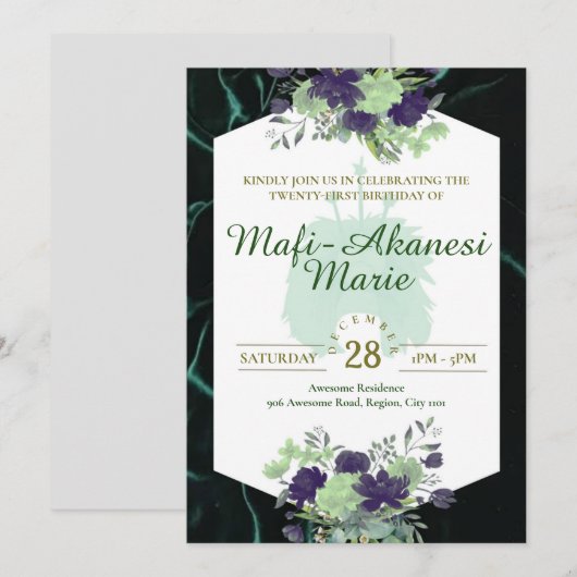 Samoan Tuiga 21e uitnodiging (Voorkant / Achterkant)