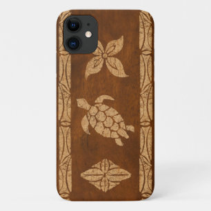 Samoan Turtle Totem Faux Koa Wood Surfboard Case-Mate iPhone Case