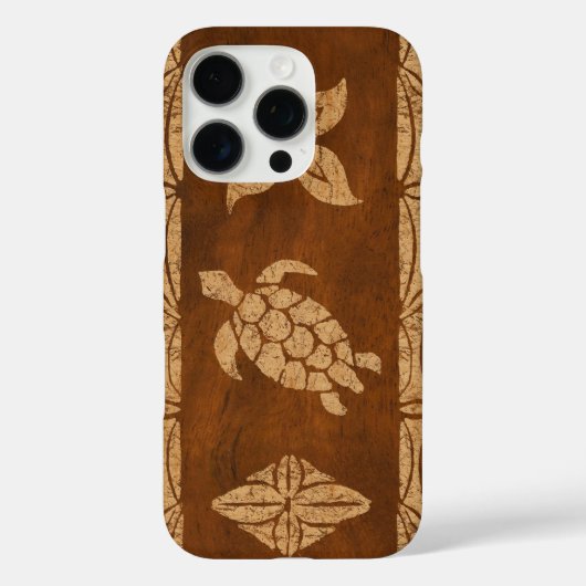 Samoan Turtle Totem Faux Koa Wood Surfboard Hoesje (Achterkant)