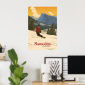 Samoens Sneeuwboarden Reisposter Poster (Thuiskantoor)