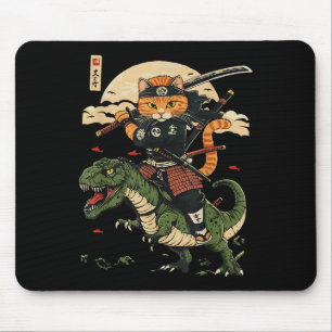 samoerai kat dinosaurus japanse kunst grafisch muismat