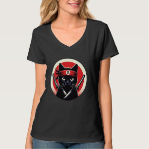 Samoerai Kat Krijger Katana Japanse Ninja Kunst T-shirt