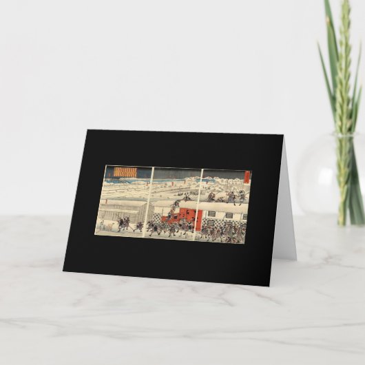 Samoeraien die in het Wenskaart van de Sneeuw Kaart (Voorkant)