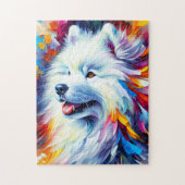 Samojed Acrylprint | Kleurrijk | Levendig Legpuzzel (Verticaal)