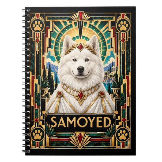 Samojed, Art Deco-hond Notitieboek (Voorkant)