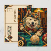 Samojed, Geometrisch Mozaïek Briefkaart (Voorkant / Achterkant)