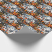 Samojed Halloween Spoken Cadeaupapier (Hoek)