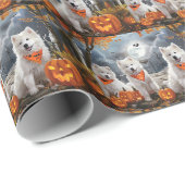 Samojed Halloween Spoken Cadeaupapier (Rol Hoek)