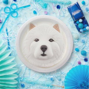 Samojed Hond 3D Geïnspireerd Papieren Bordje