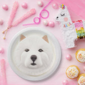 Samojed Hond 3D Geïnspireerd Papieren Bordje (Feest)