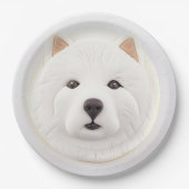 Samojed Hond 3D Geïnspireerd Papieren Bordje (Voorkant)