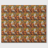 Samojed hond herfst oogst thanksgiving cadeaupapier (Vlak)