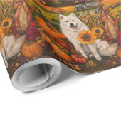 Samojed hond herfst oogst thanksgiving cadeaupapier (Rol Hoek)