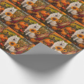 Samojed hond herfst oogst thanksgiving cadeaupapier (Hoek)