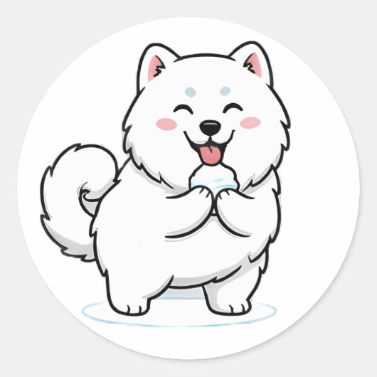 Samojed hond ronde sticker (Voorkant)