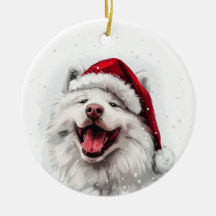 Samojed Honden Kerst Persoonlijk Keramisch Ornament